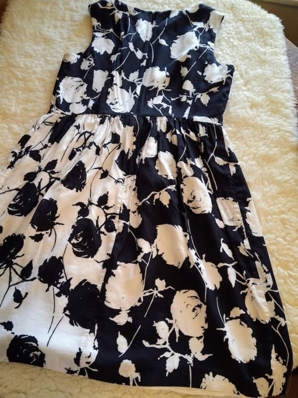 Boden Black & White Floral Sleeveless Mini Dress – Size 10
